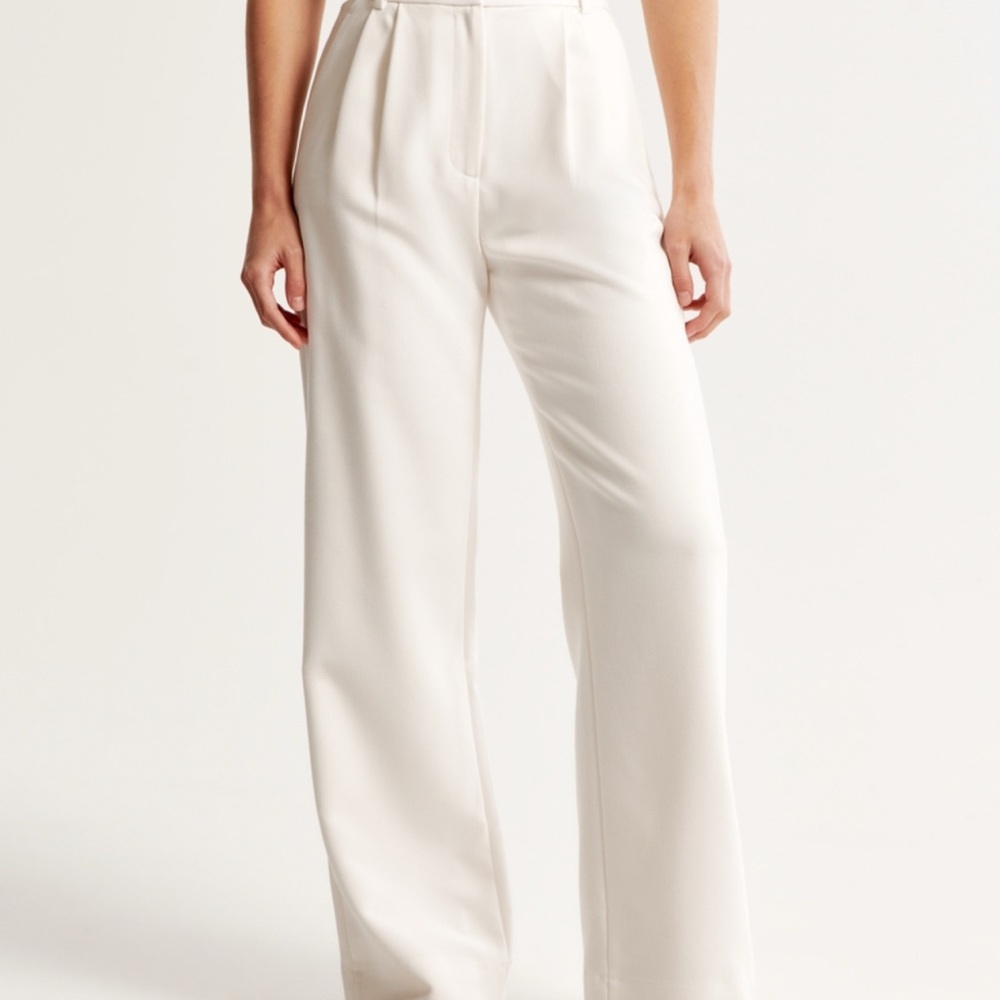 Abercrombie & Fitch white Wide-Leg Trousers curve love Sloane